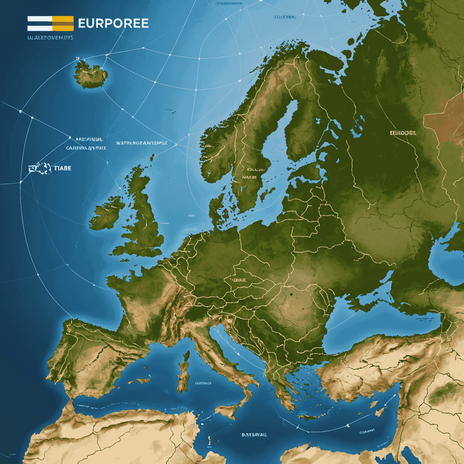 Kaart van Europa met gemarkeerde laadnetwerken die landsgrenzen overschrijden